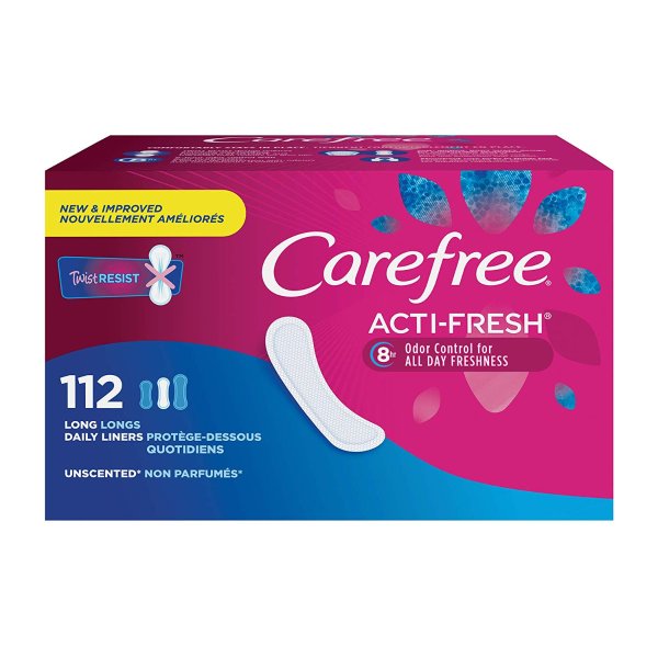 Carefree Acti-Fresh Body Shaped Panty Liners, 112 Count