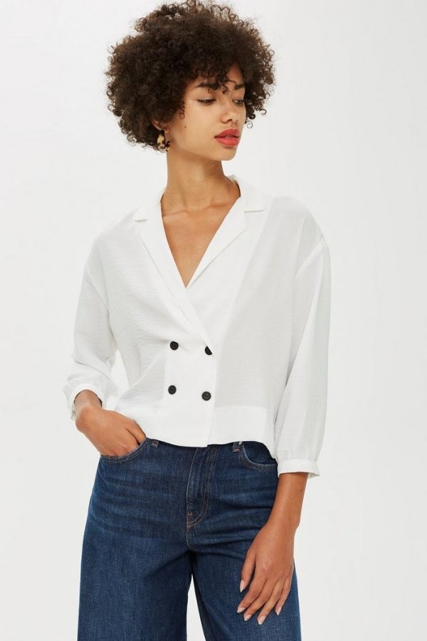 TALL Button Up Wrap Blouse