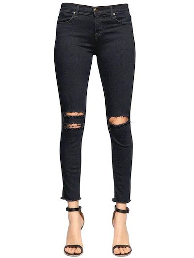 DESTROYED ANKLE MID RISE SKINNY JEANS