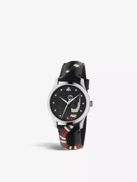 GUCCIYA1264007 Le Marche Des Merveilles stainless-steel and leather quartz watch