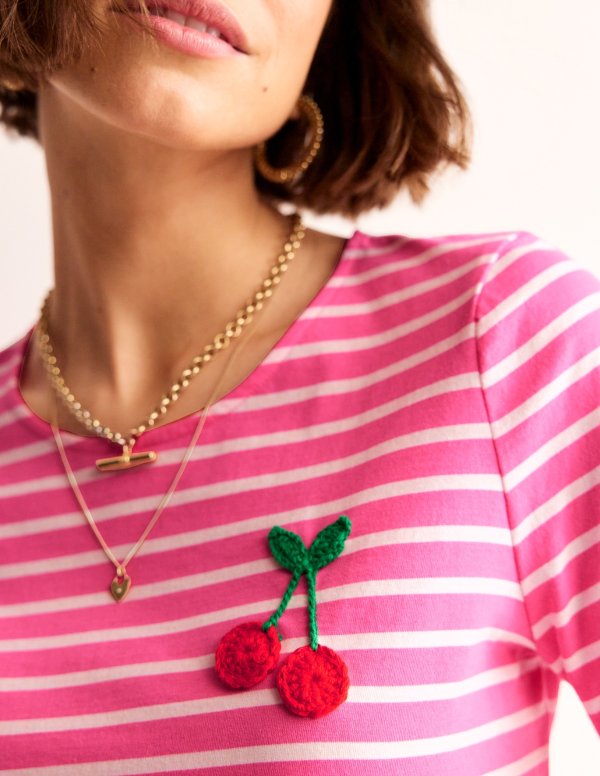 Crochet T-shirtPink, Ivory Cherries