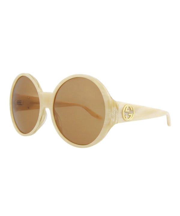 | Beige & Brown Round Sunglasses