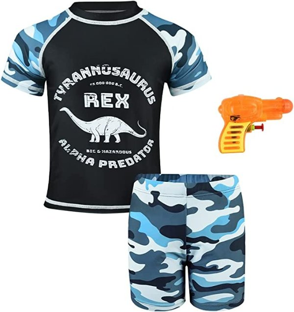 Boys' Swimwear Kids Long Sleeve Two Piece Rash Guard UPF 50+ Sun Protection in 3-10 Years Rash Guard for Boys
