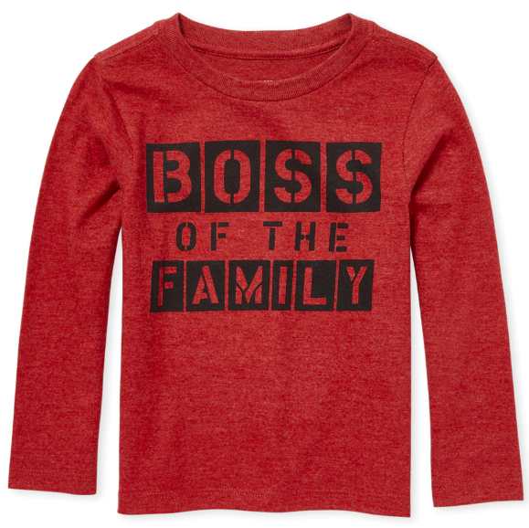 Baby And Toddler Boys Long Sleeve 'Boss Of The Family' Graphic Tee