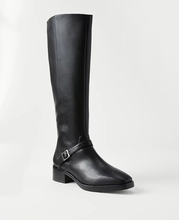 Leather Buckle Tall Boots | Ann Taylor