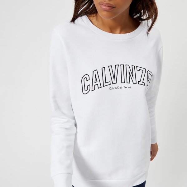 Calvin Klein Women's Core Fit Crew Neck Sweatshirt - White
