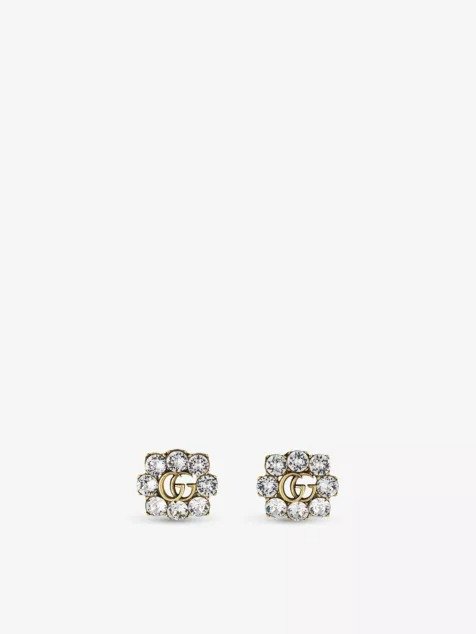 GG Marmont gold-toned brass and crystal earrings