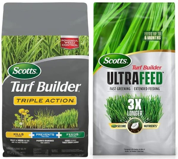 Turf Builder Lawn Fertilizers: 11.31 lbs Triple Action+ 20 lbs Ultrafeed
