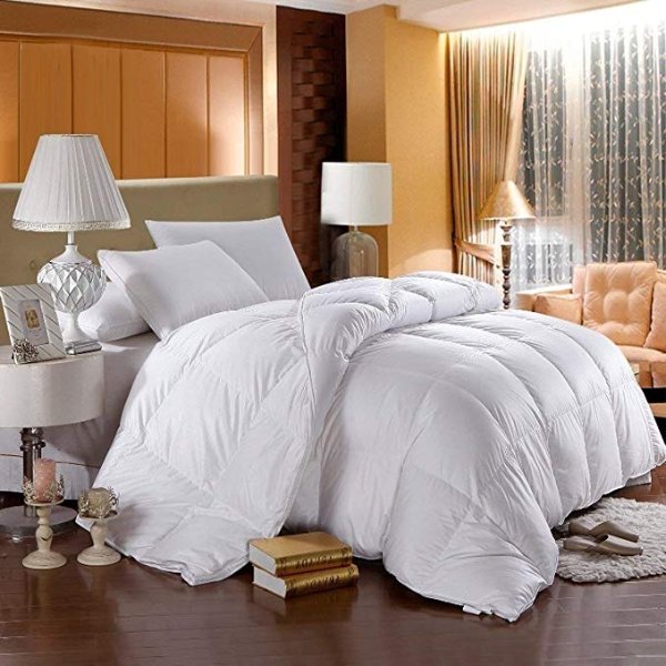 Royal Bedding Full/Queen Size Down-Comforter 500-Thread-Count Down Comforter 100 Percent Cotton 500 TC - 750FP - 50Oz - Solid White