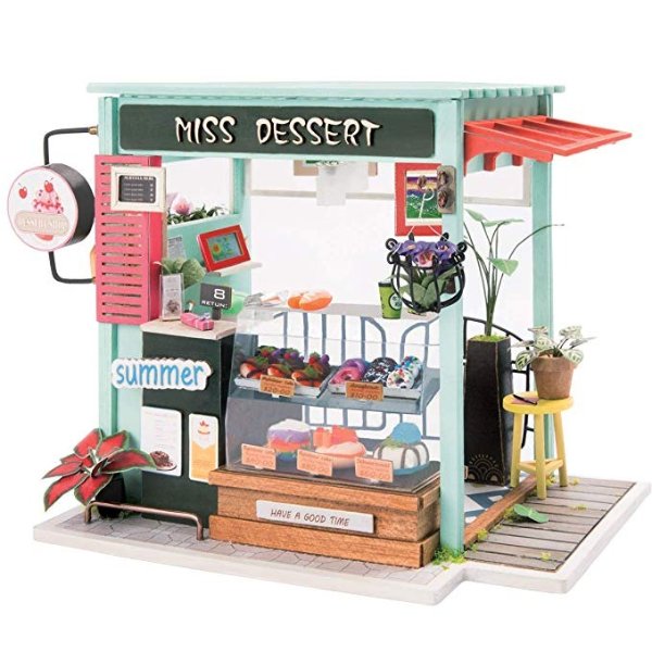 Miniature Dollhouse-Wooden Mini House Set to Build-Cute Kitchen Playset-Handmade Miniature Cute Model Kit-Best Birthday for Boys and Girls(Dessert Shop)