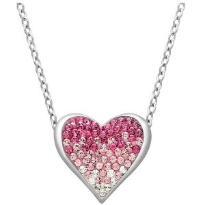 Heart Necklace with Rose Swarovski Crystals
