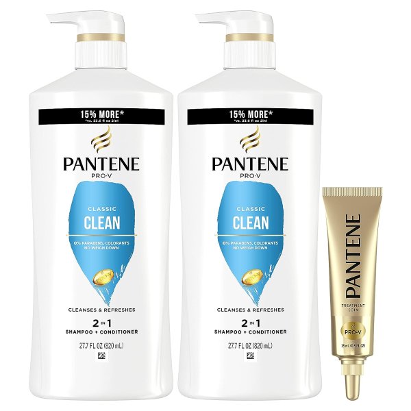 Pantene 2-in-1 Shampoo and Conditioner Twin Pack with Hair Treatment Set