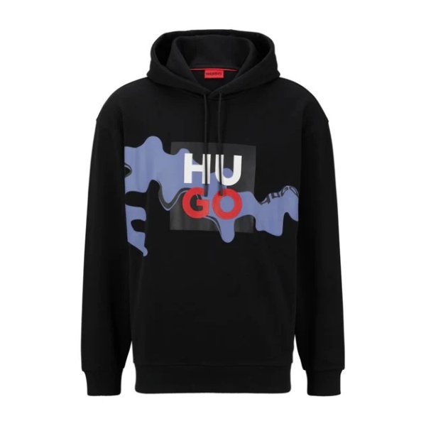 cotton-terry hoodie with seasonal print and stacked logo