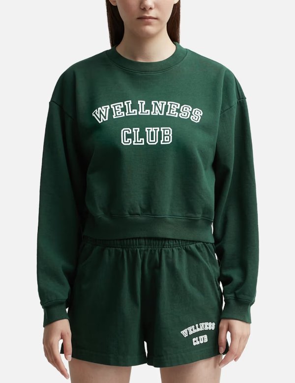 Wellness Club Flocked Cropped Crewneck