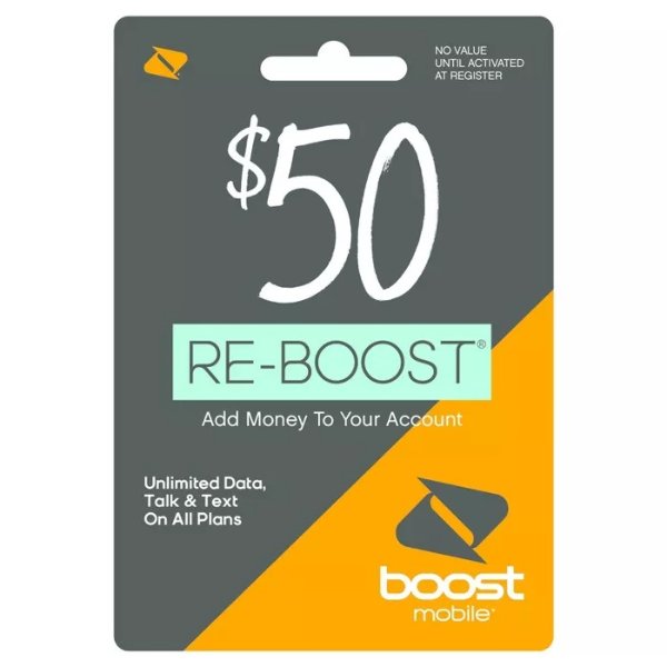 $50 Boost Mobile 预付卡