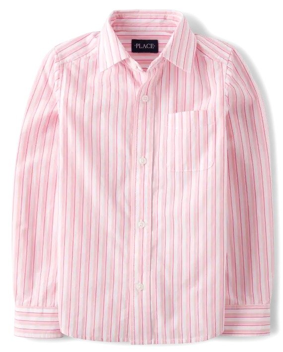 Boys Dad And Me Long Sleeve Striped Poplin Button Up Shirt | The Children's Place - ROSE PETAL