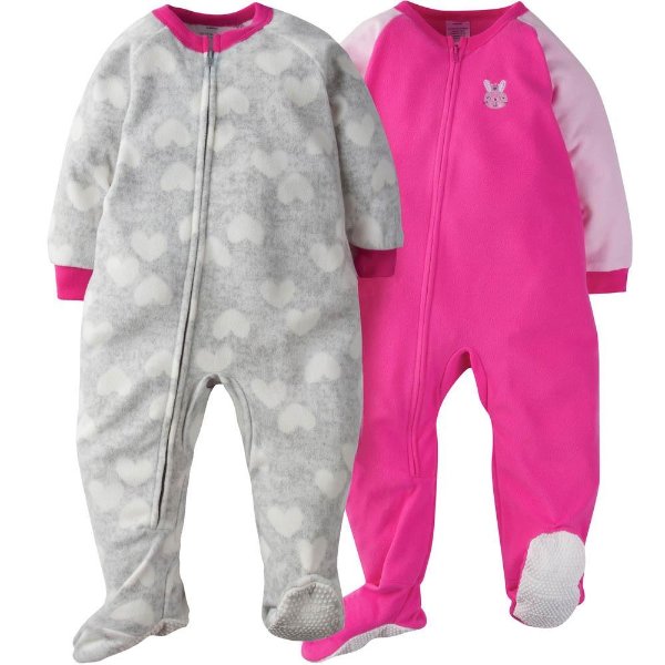 2-Pack Toddler Girl Pink Bunny Blanket Sleepers