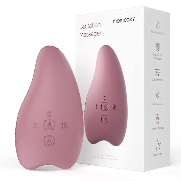 Breast Massager Soft, 2-in-1 Lactation Massager for Clogged Milk Ducts, Heat & Vibration, Breastfeeding Essentials for Improve Milk Flow