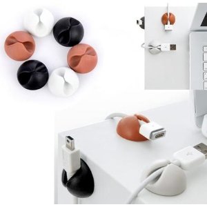 Cable Clips ONME Cord Management System, Multipurpose Desktop Cable Organizer (6pcs)(Black Brown White )