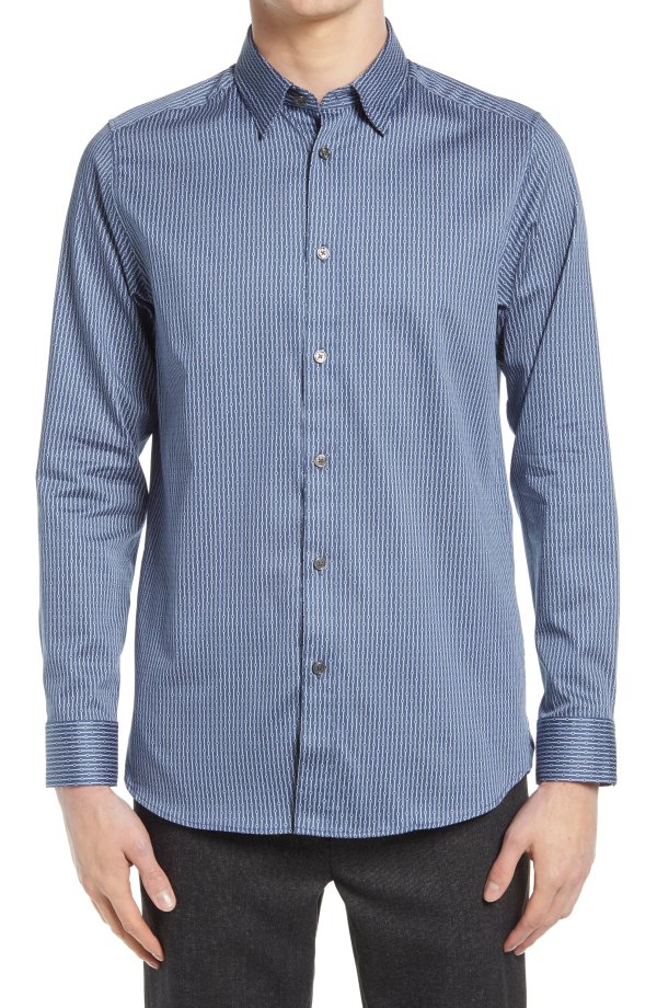 Welbake Dot Stripe Men's Button-Up Shirt