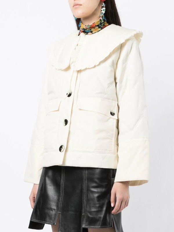 quilted frilled-collar jacket