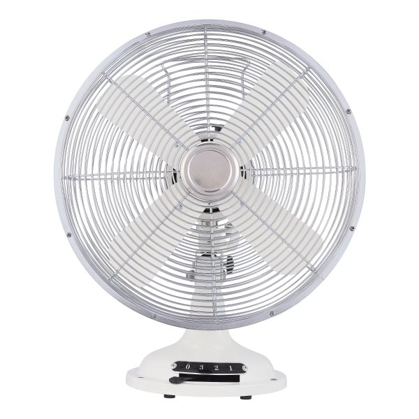 New 12 inch Retro 3-Speed Metal Tilted-Head Oscillation Table Fan White