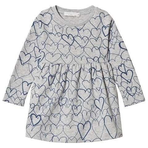 Grey Marion Dress with Hearts Print | AlexandAlexa
