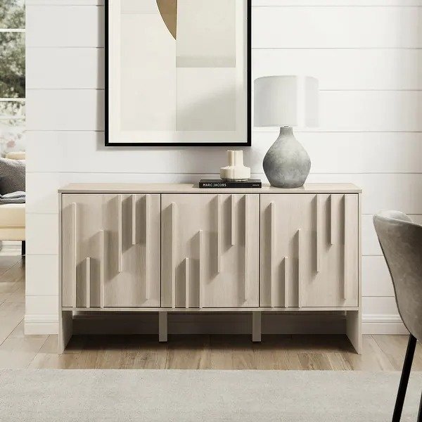 Middlebrook Designs Scandi Detailed-Door Buffet - Ivory Oak