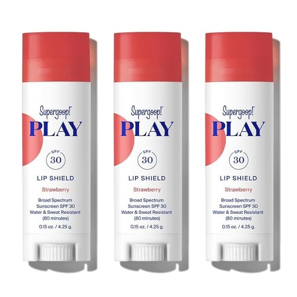 PLAY Lip Shield SPF 30 with Strawberry - 3 Pack - Hydrating SPF Lip Balm - Moisturizing Lip Treatment For Dry Cracked Lips - Clean Ingredients & Broad Spectrum UV Protection