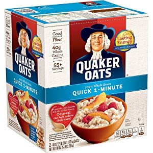 Quaker Oats, Quick 1-Minute Oatmeal, Breakfast Cereal, 55 Servings, Two 40oz Bags in Box