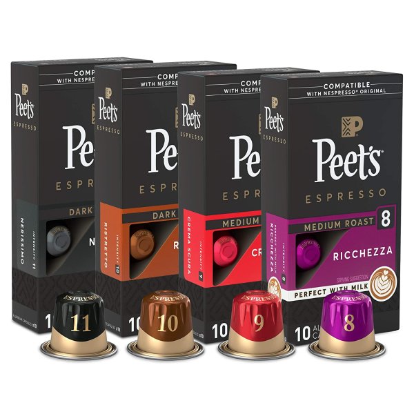 Peet's Coffee Espresso Capsules Variety Pack, 40 Count