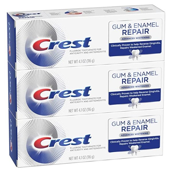 Gum & Enamel Repair Toothpaste, Advanced Whitening, 4.1oz (Pack of 3) ( Packaging May Vary )