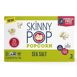 SkinnyPop Microwave Sea Salt Popcorn Bags, Healthy Snacks, 2.8oz