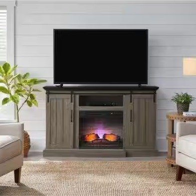 Kerrington 60 in. W Freestanding Media Console Electric Fireplace TV Stand in Ash