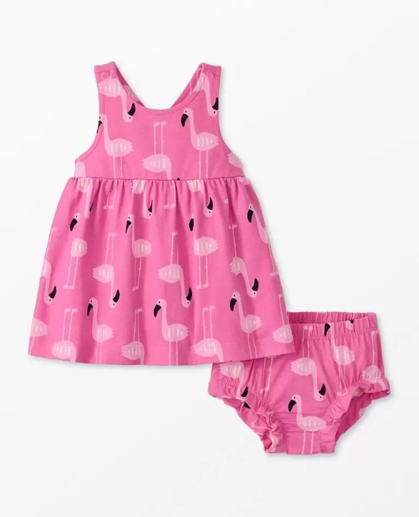 Baby Print Crossback Dress & Bloomer Set