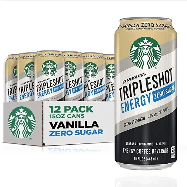 Tripleshot Energy Extra Strength Espresso Coffee Beverage, Vanilla, Zero Sugar, 225mg Caffeine, 15oz cans (12 Pack)