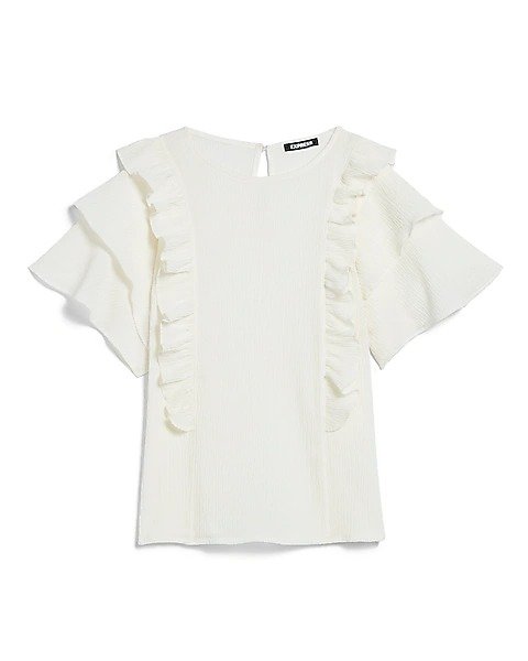 Textured Double Ruffle Top