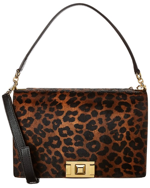 Mimi Medium Leather & Haircalf Shoulder Bag