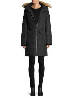 Layla Quilted Fox Fur Trim Down Coat