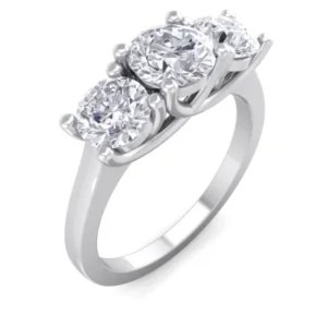 Incredible 2.15 Carat Three Colorless Diamond Ring in 14K White Gold. Spectacular Deal!