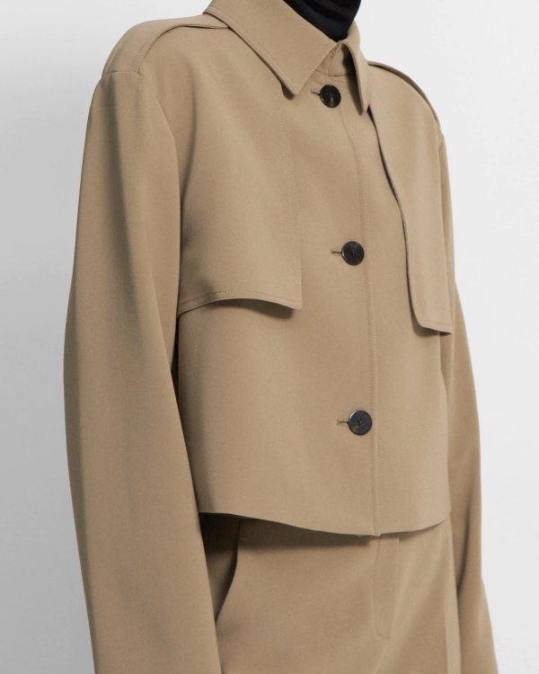 Cropped Trench Coat in Admiral Crepe