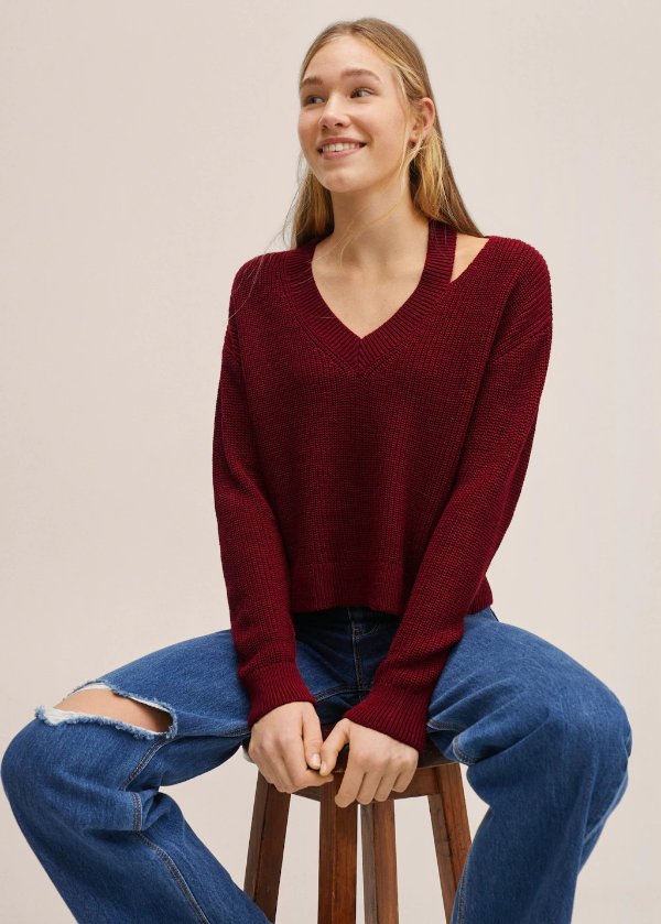 Cut-out knitted sweater - Teenage girl | Mango Teen USA