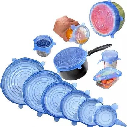 6 Pack Of Reusable Silicone Stretch Lids Great For Kitchen Storage