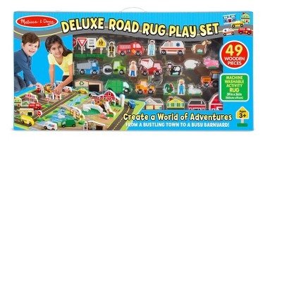 Deluxe Activity Road Rug Play Set with 49pc Wooden Vehicles and Play