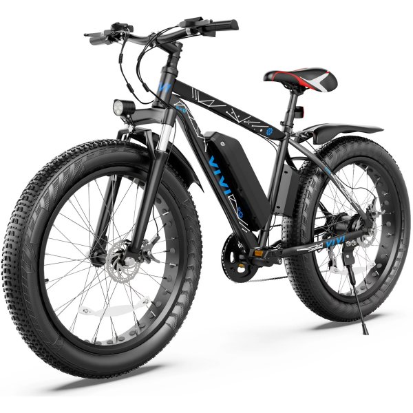 26" 4.0 Fat Tire Electric Bike for Adults, 500W Adults E Bike, 48V 13Ah Removable Li-Ion Battery, Professional 7-Speed, Electric Mountain Bicycle Beach Bike Snow Bike Ebike for Men