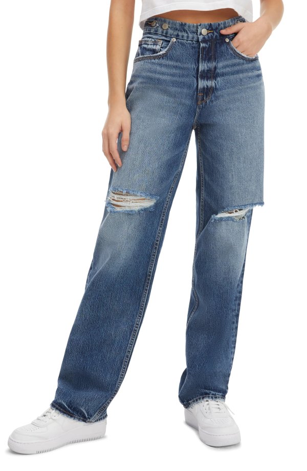 Good '90s Ripped Straight Leg Jeans