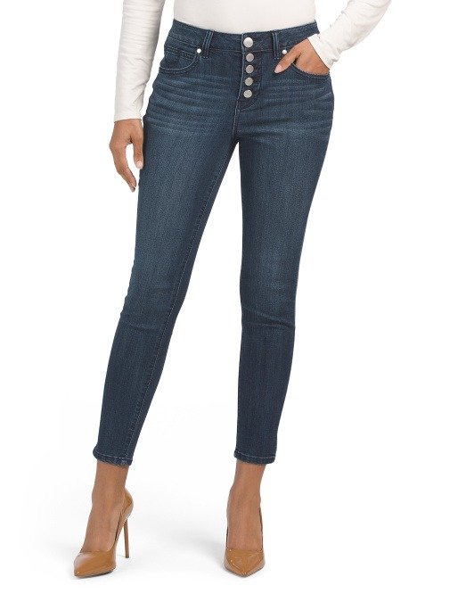 Kaylie Exposed Button Fly Ankle Skinny Jeans | Now & Wow! | Marshalls
