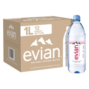 evian Natural Spring Water, 33.81 Fl Oz (Pack of 12)