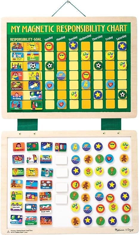 Deluxe Wooden Magnetic Responsibility Chart With 90 Magnets