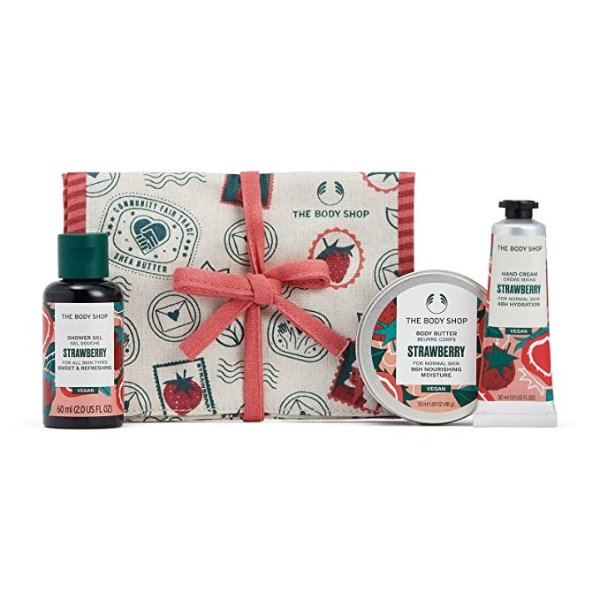 Jolly & Juicy Strawberry Mini Gift Set – Seriously Sweet and Refreshing Vegan Body Care Gift – 3 Items